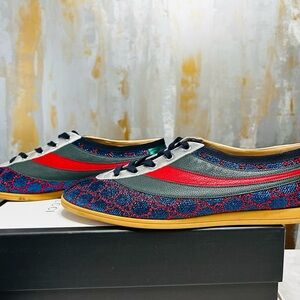 GUCCI Unisex FALACER LUREX GG Leather Sneakers